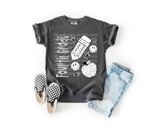 Fourth Grade B&W Dottie PNG Design