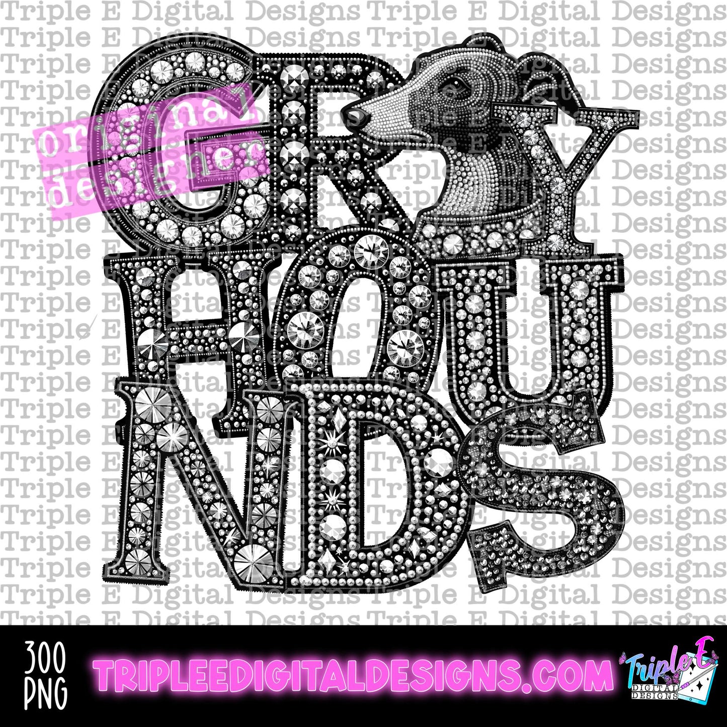 Greyhounds Rhinestone PNG Design