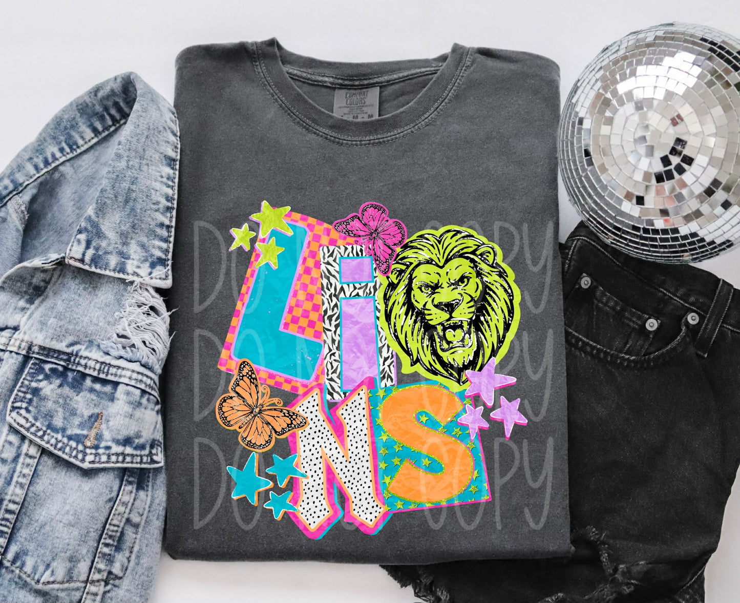 Neon Lions PNG Design