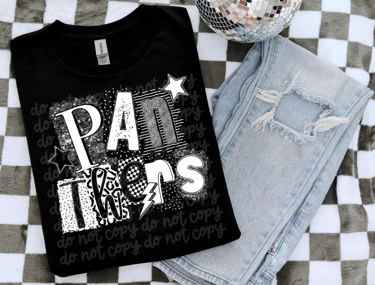 Panthers Black & White Collage PNG Design