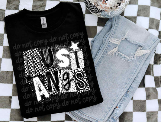 Mustangs Black & White Collage PNG Design