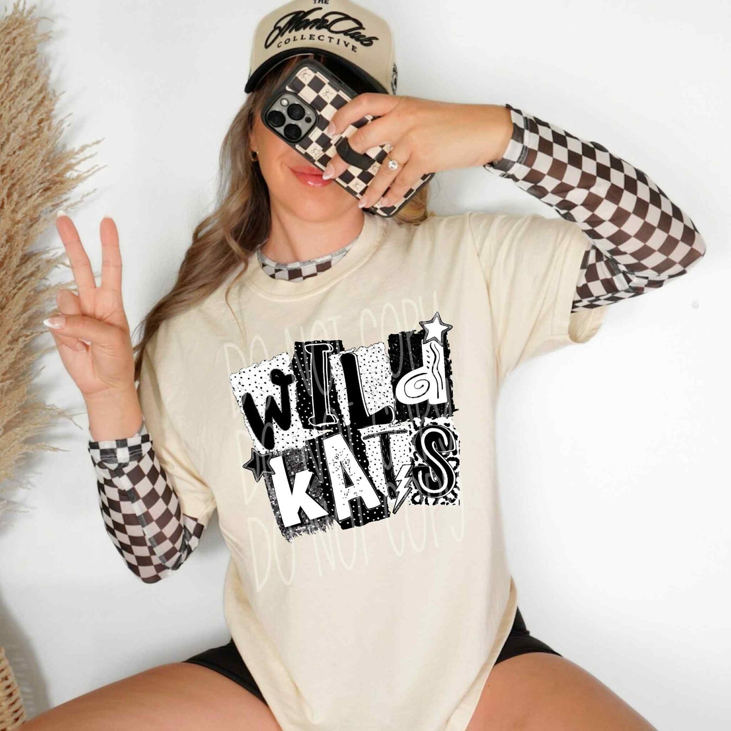Wildkats Black & White Collage PNG Design
