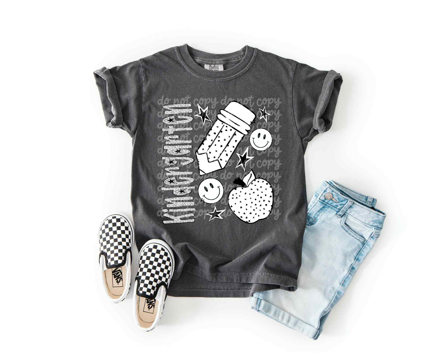 Kindergarten B&W Dottie PNG Design