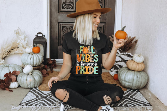 Fall Vibes & Bronco Pride PNG Design