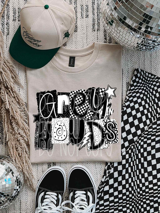 Greyhounds Black & White Collage PNG Design