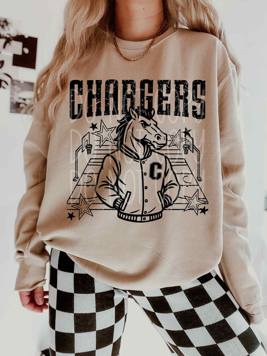 Chargers Basketball Letterman PNG Design