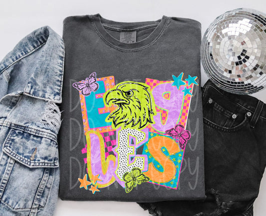 Neon Eagles PNG Design