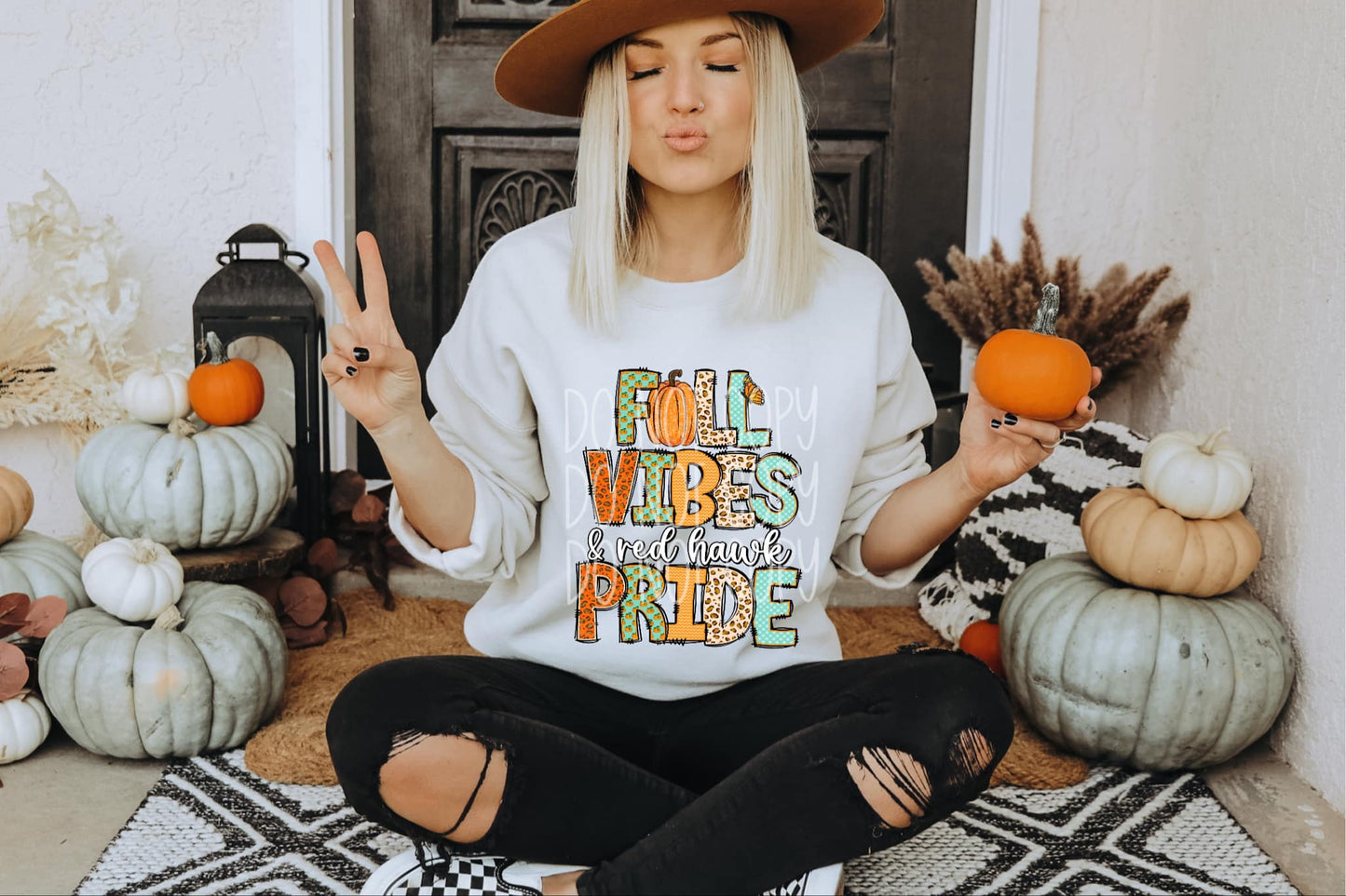 Fall Vibes & Red Hawk Pride PNG Design