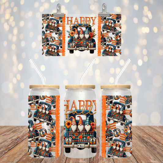 Happy Fall Yall 16oz Libbey PNG Design