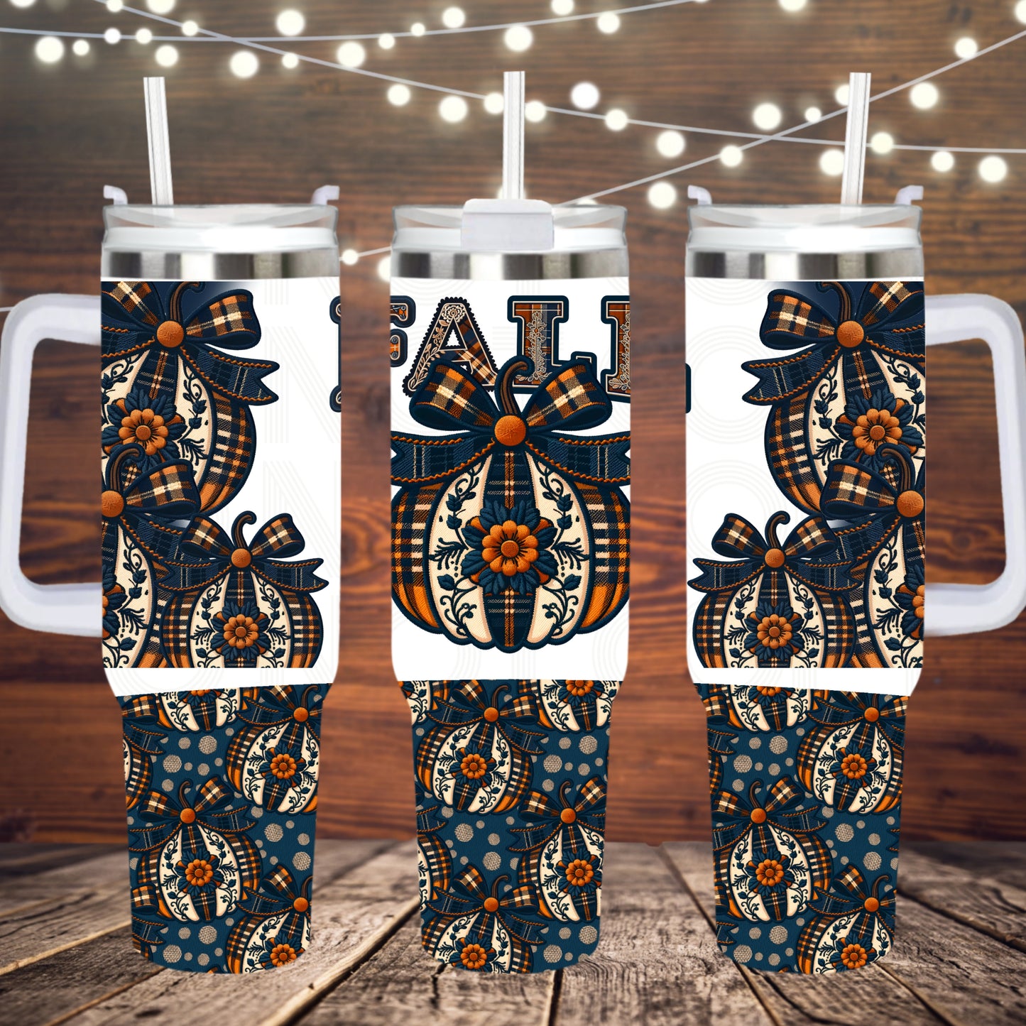 Fall Plaid 40oz Tumbler PNG Design