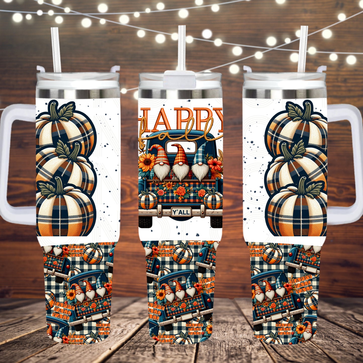 Happy Fall Yall 40oz Tumbler PNG Design