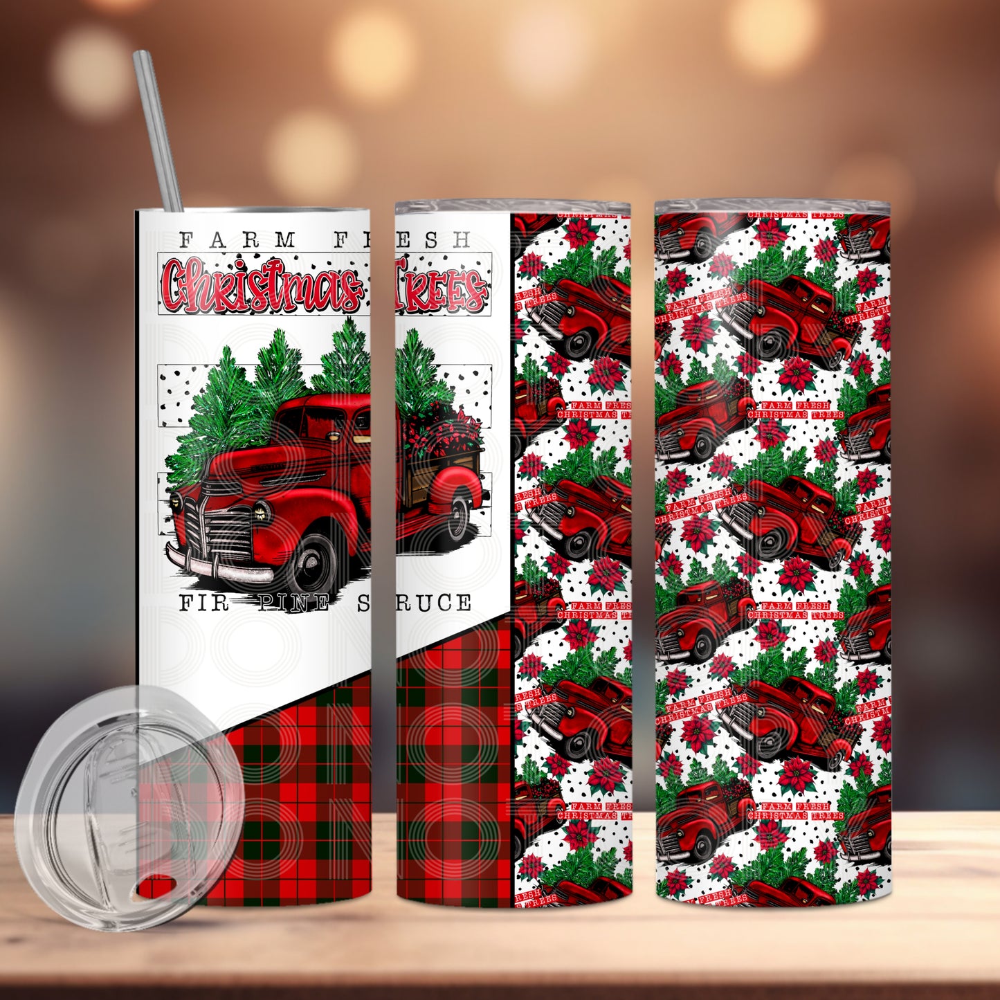 Farm Fresh Christmas Trees Tumbler PNG Design