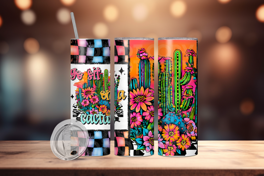 Go Sit On A Cactus Tumbler PNG Design