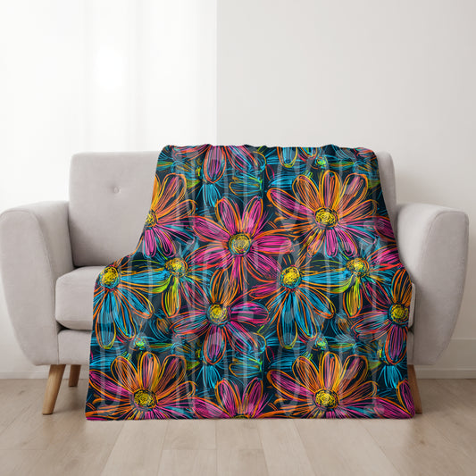 Neon Flowers Seamless PNG Design
