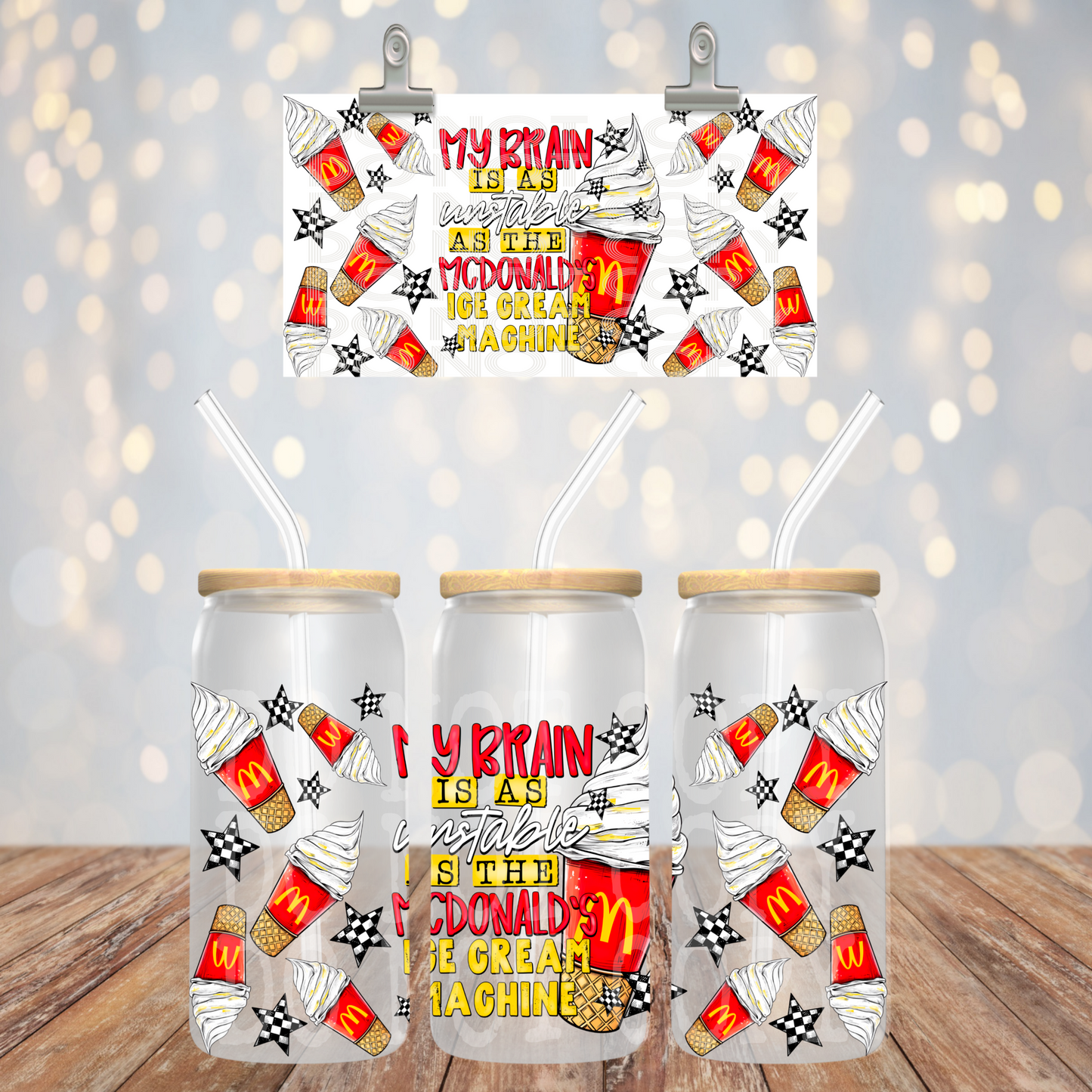 My Brain Is As Unstable 16oz Libbey PNG Design
