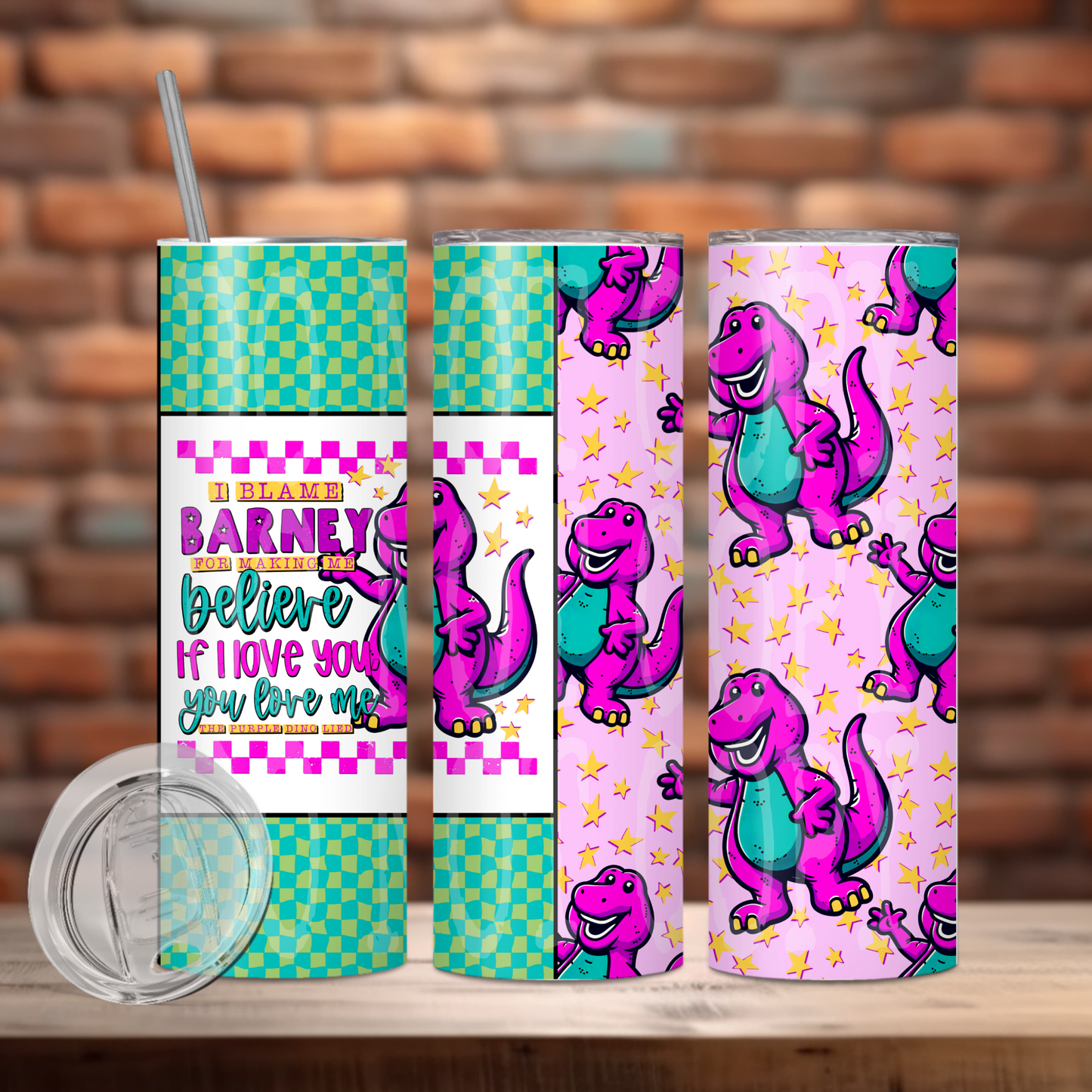 I Blame Purple Dino Tumbler PNG Design