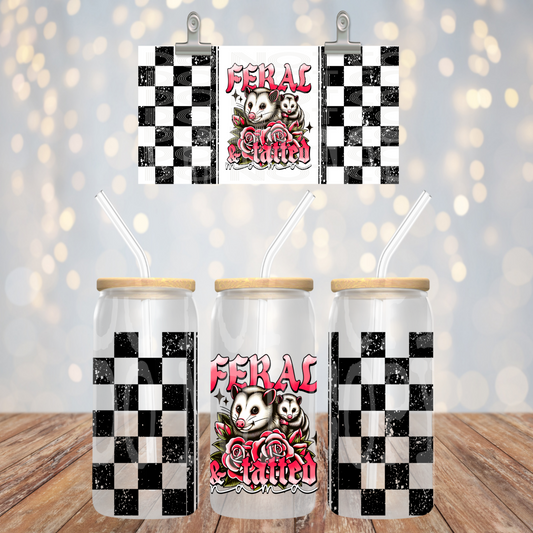 Feral And Tatted Mama 16oz Libbey PNG Design