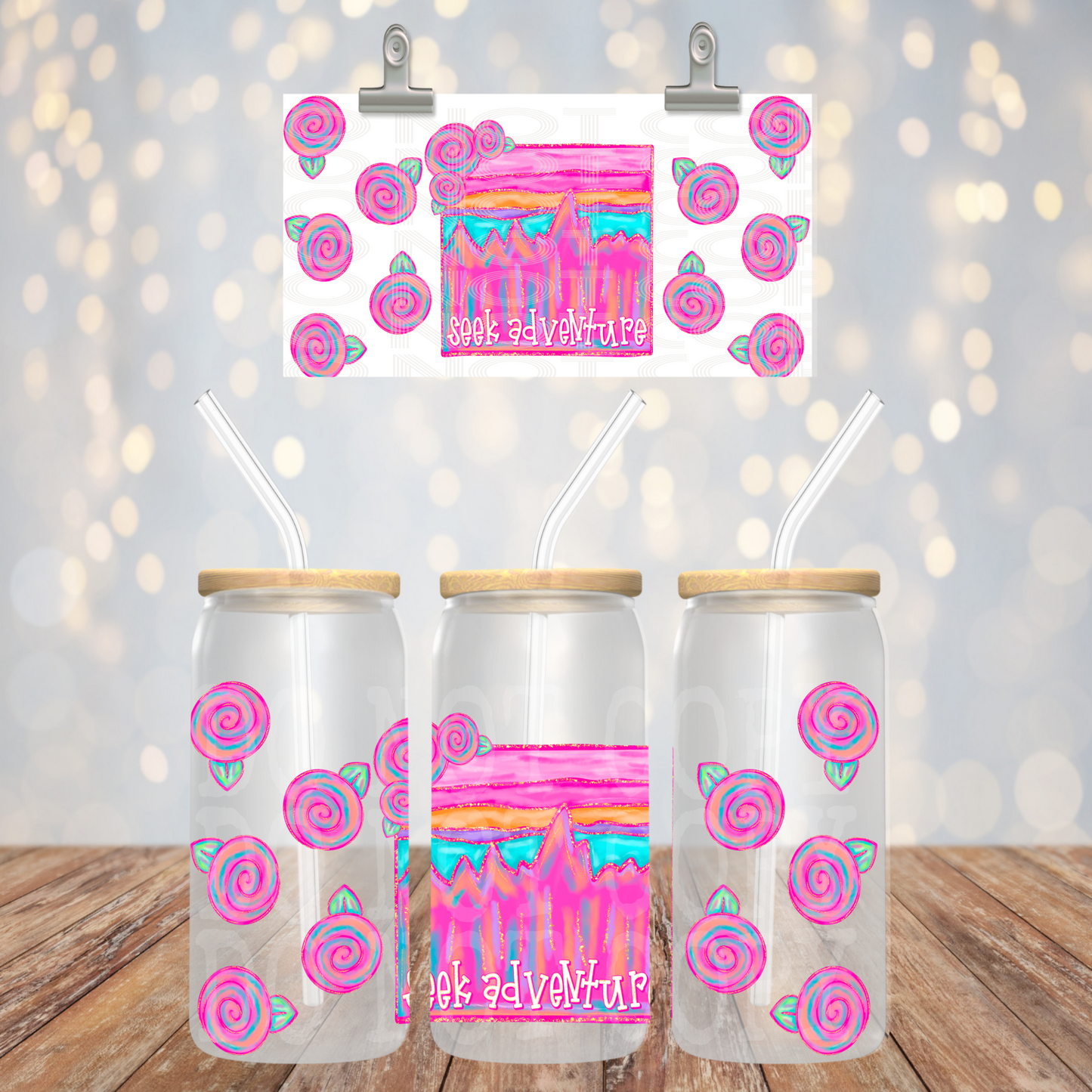 Seek Adventure 16oz Libbey PNG Design