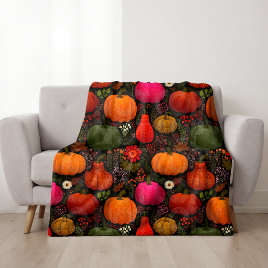 Dark Pumpkin Floral Seamless PNG Design