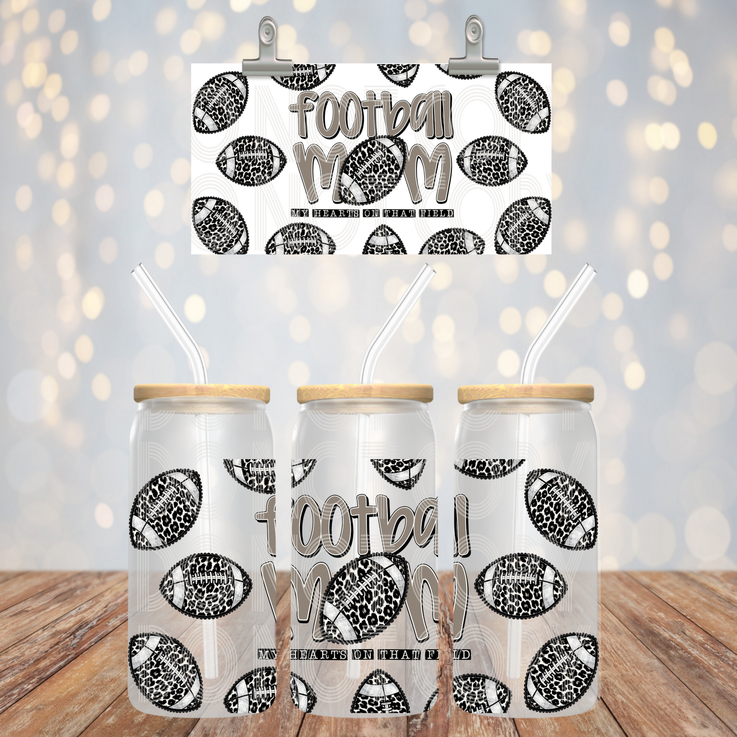Football Mom 16oz Libbey PNG Design