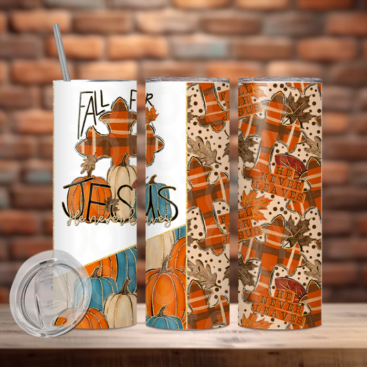 Fall For Jesus Tumbler PNG Design