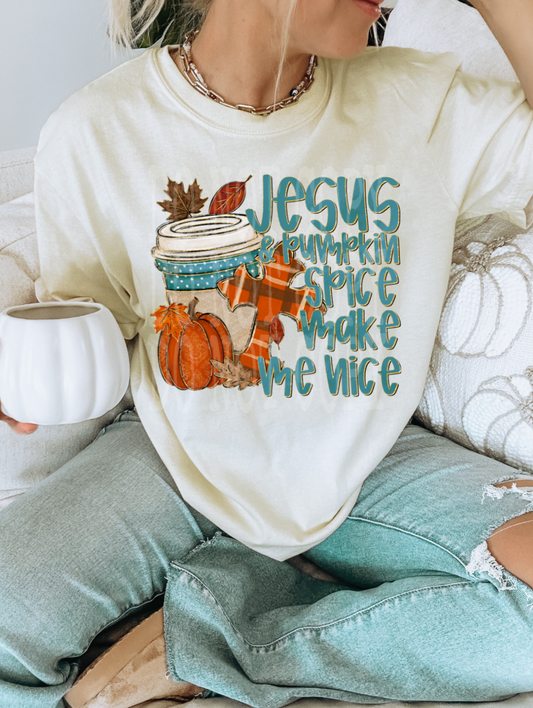 Jesus And Pumpkin Spice PNG Design