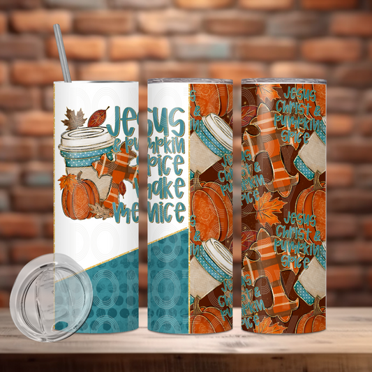 Jesus And Pumpkin Spice Tumbler PNG Design