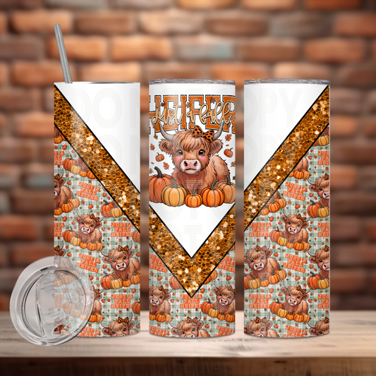 Just A Fall Heifer Tumbler PNG Design