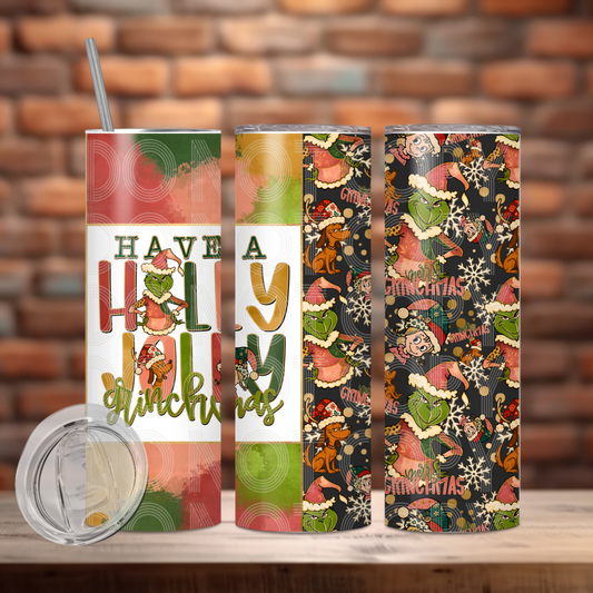 Holly Jolly GMas Tumbler PNG Design