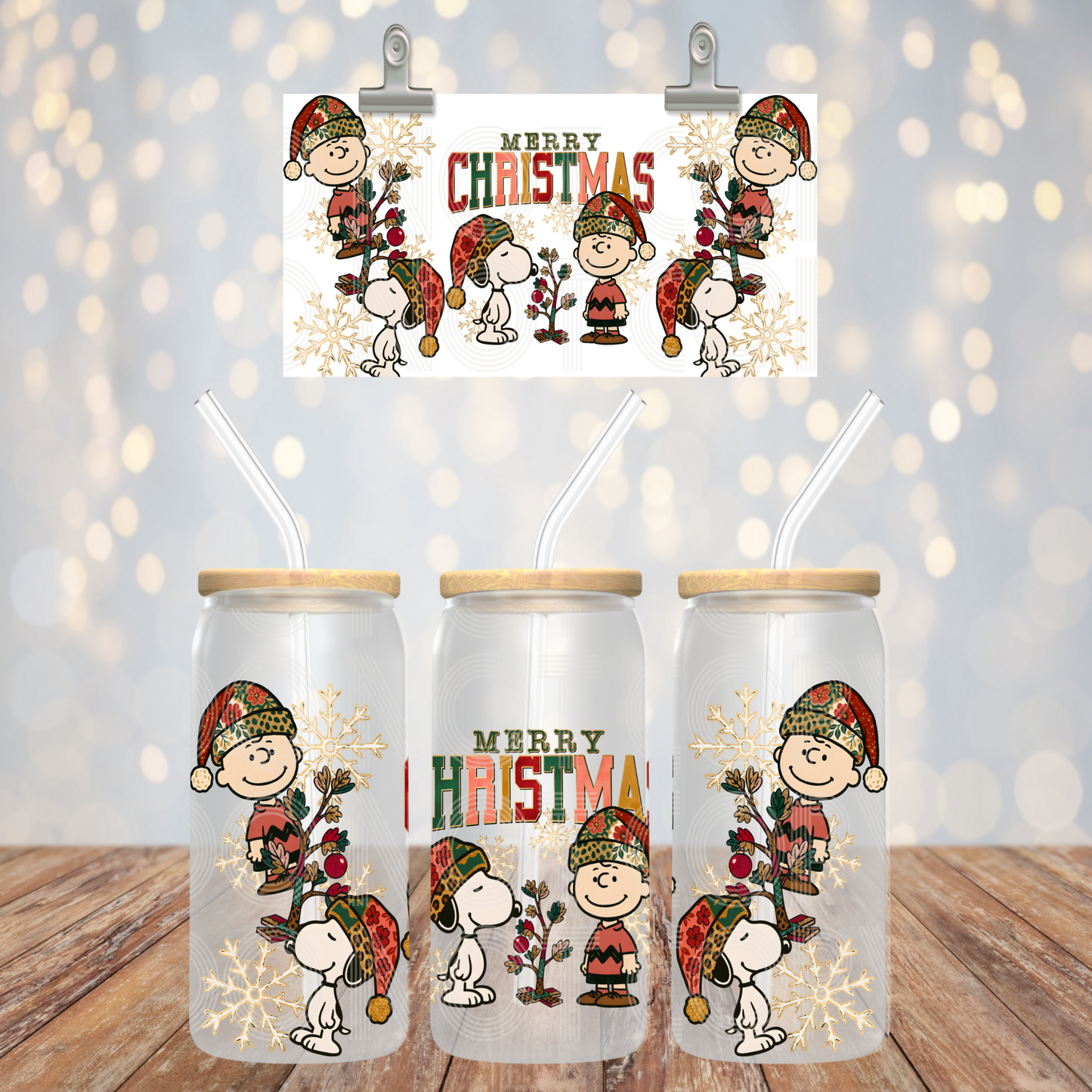 Merry Christmas 16oz Libbey PNG Design