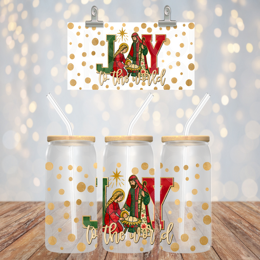 Joy To The World 16oz Libbey PNG Design