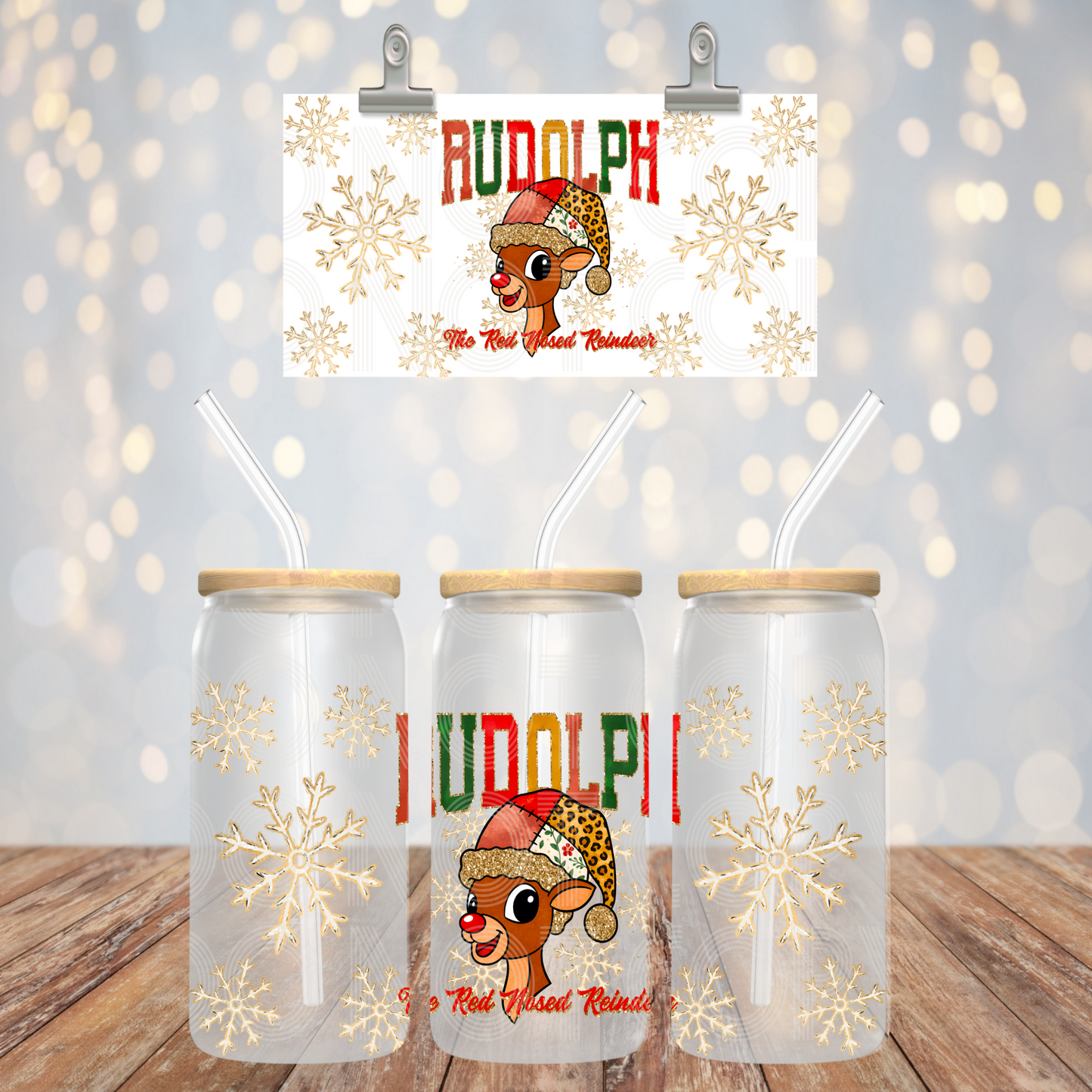 Red Nosed 16oz Libbey PNG Design