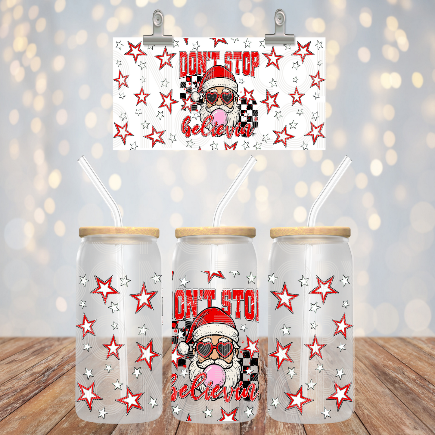 Don't Stop Believin' 16oz Libbey PNG Design