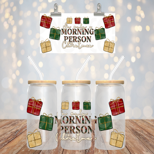 I'm Only A Morning Person 16oz Libbey PNG Design