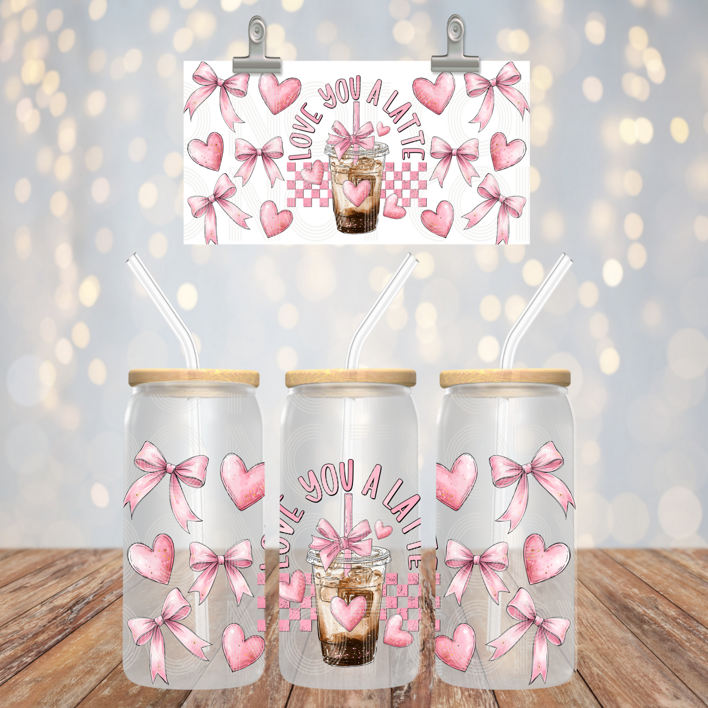 Love You A Latte 16oz Libbey PNG Design