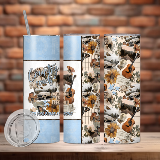 Country Roads Tumbler PNG Design
