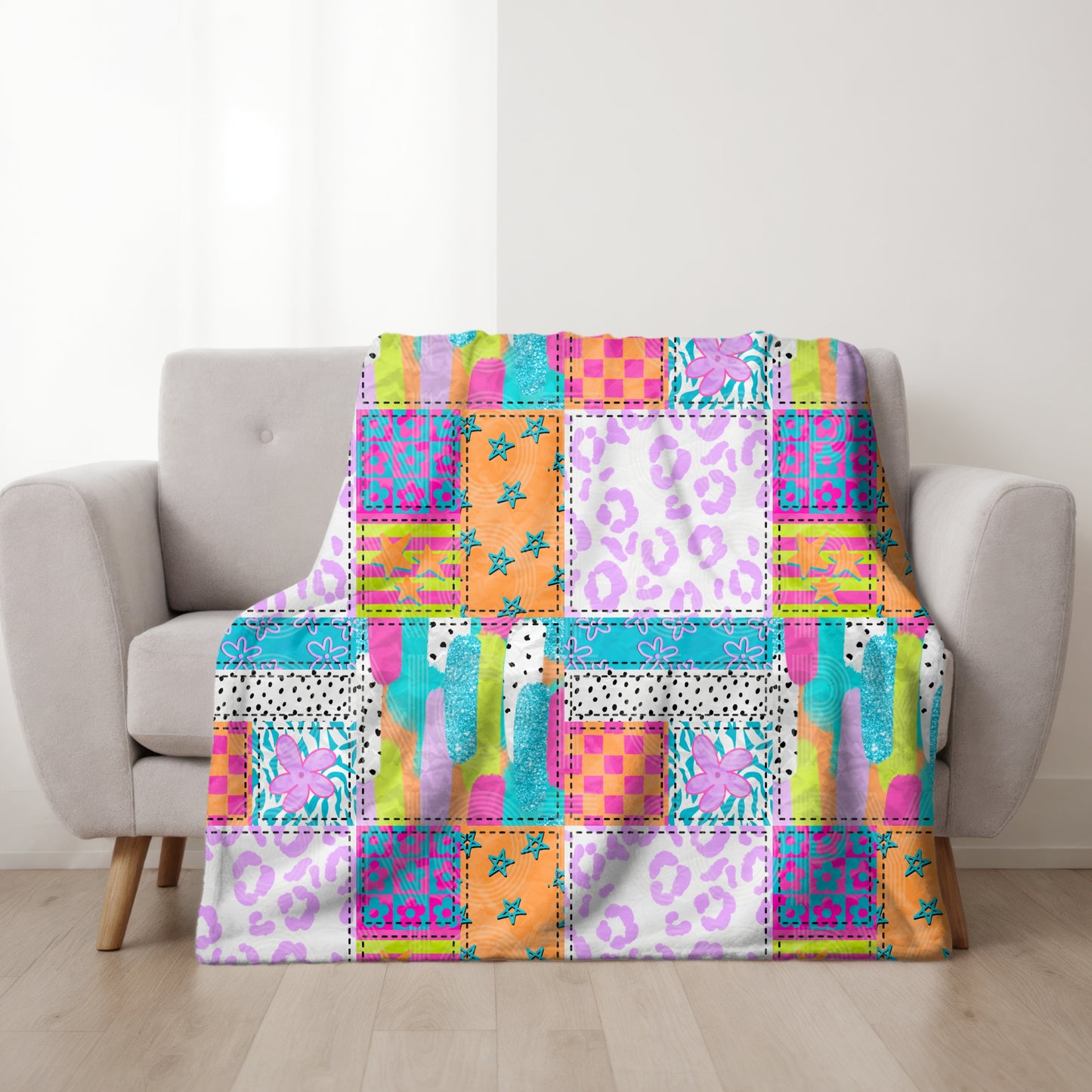 Neon Quilt Seamless PNG Design