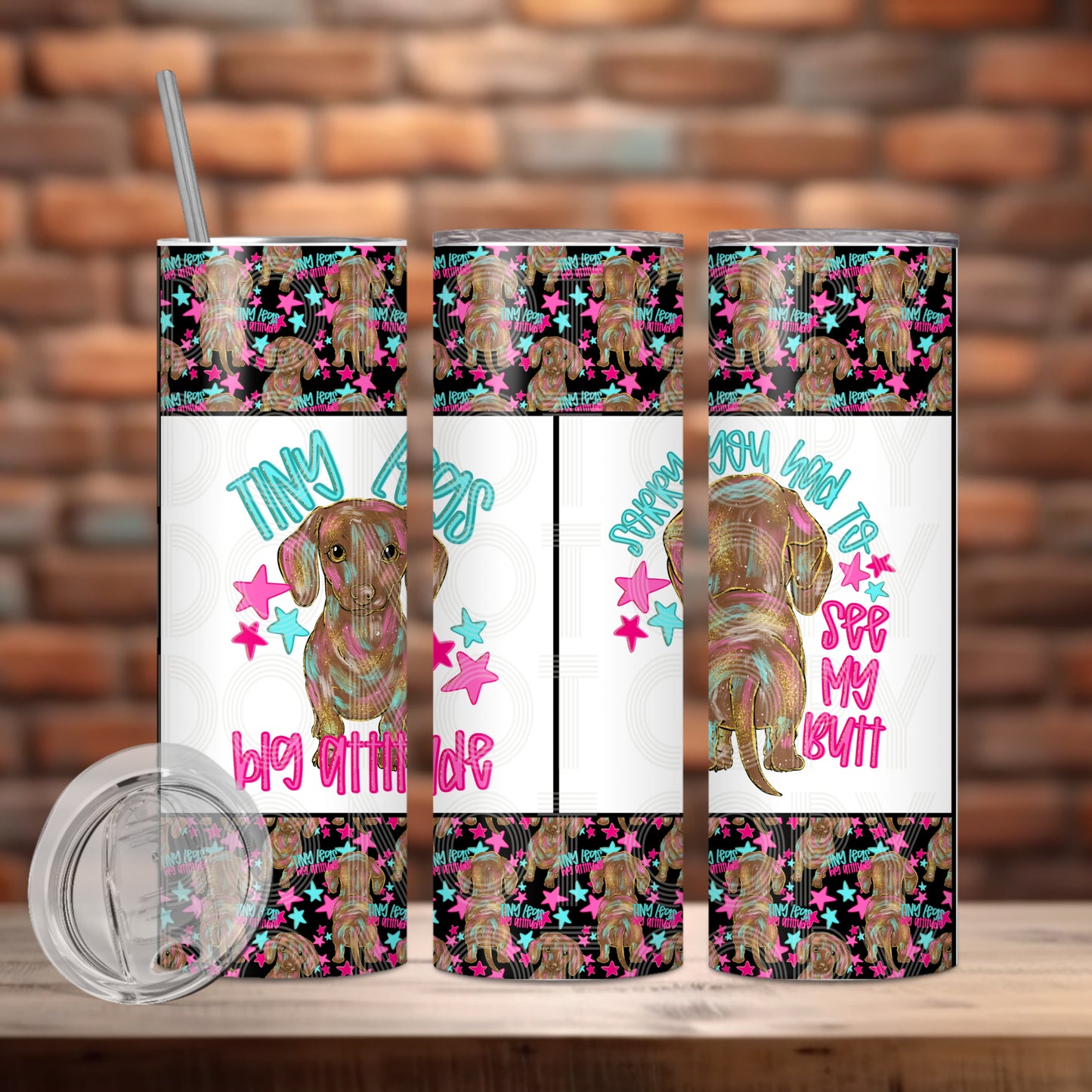 Tiny Legs Big Attitude Tumbler PNG Design
