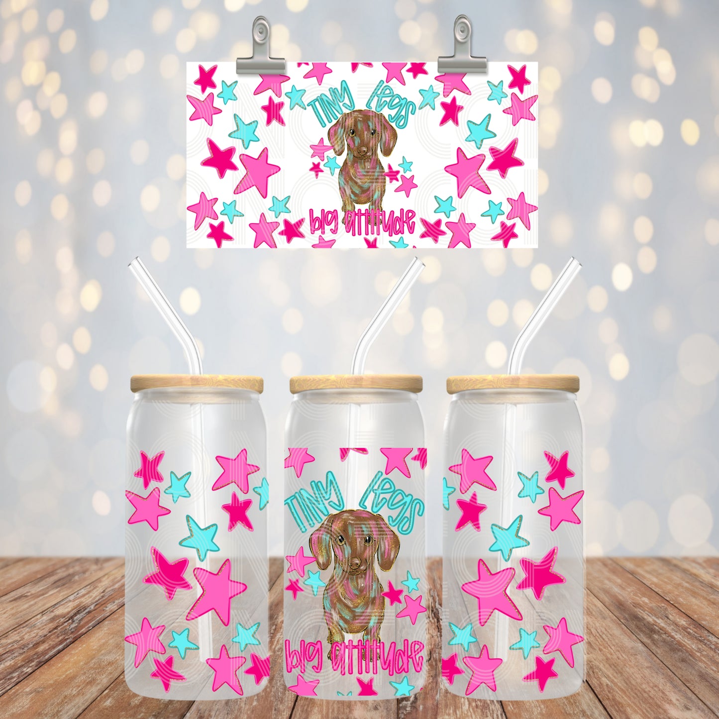 Tiny Legs Big Attitude 16oz Libbey PNG Design