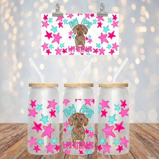 Tiny Legs Big Attitude 16oz Libbey PNG Design