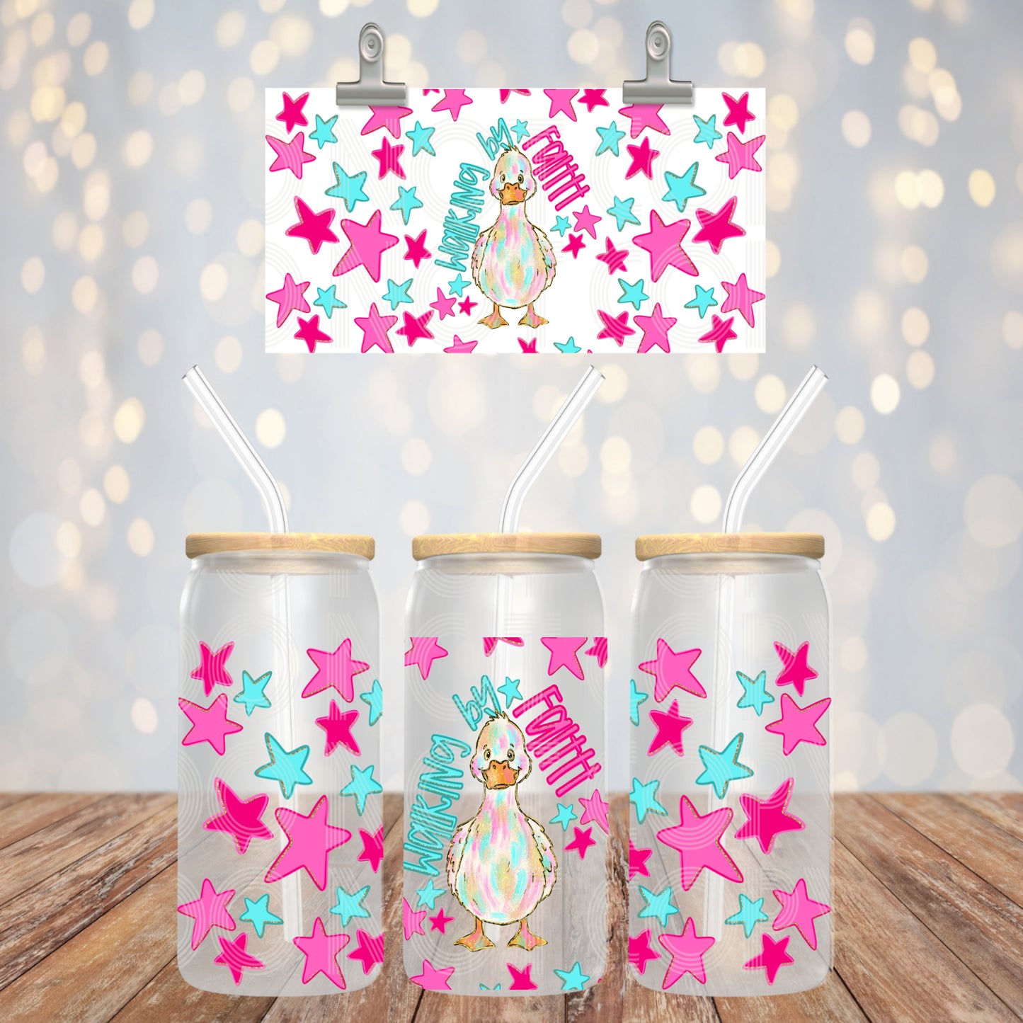 Walking By Faith 16oz Libbey PNG Design