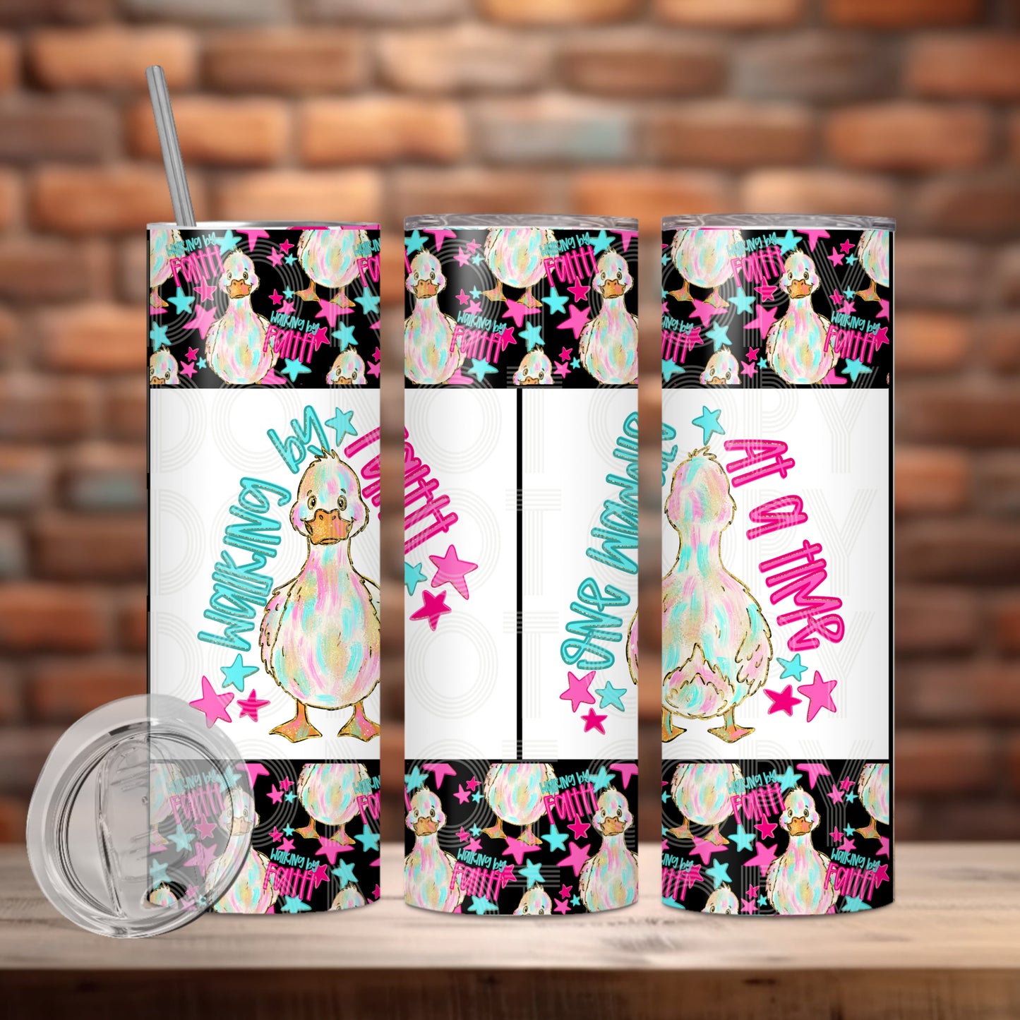 Walking By Faith Tumbler PNG Design