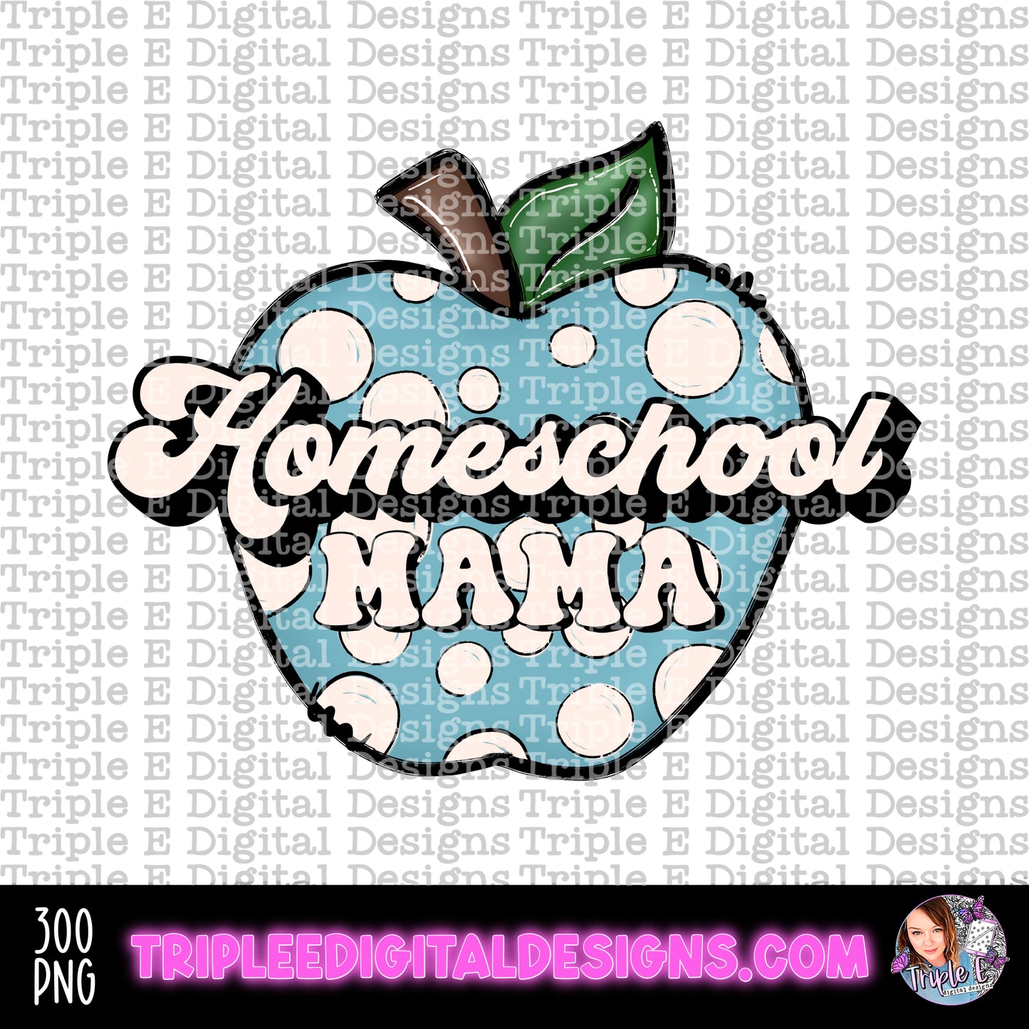 Homeschool Mama Polka Dot Apple PNG