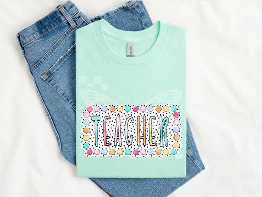 Happy Dots Teacher PNG Design