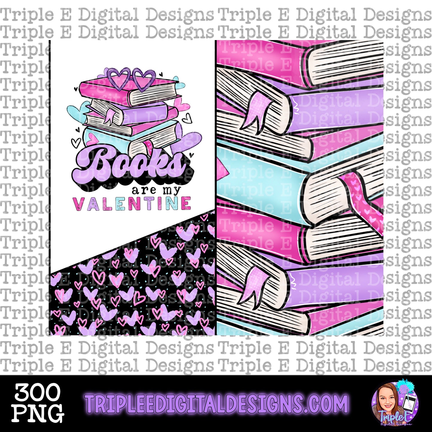 Books Are My Valentine Skinny Tumbler PNG