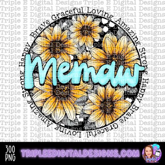 Memaw Sunflowers PNG